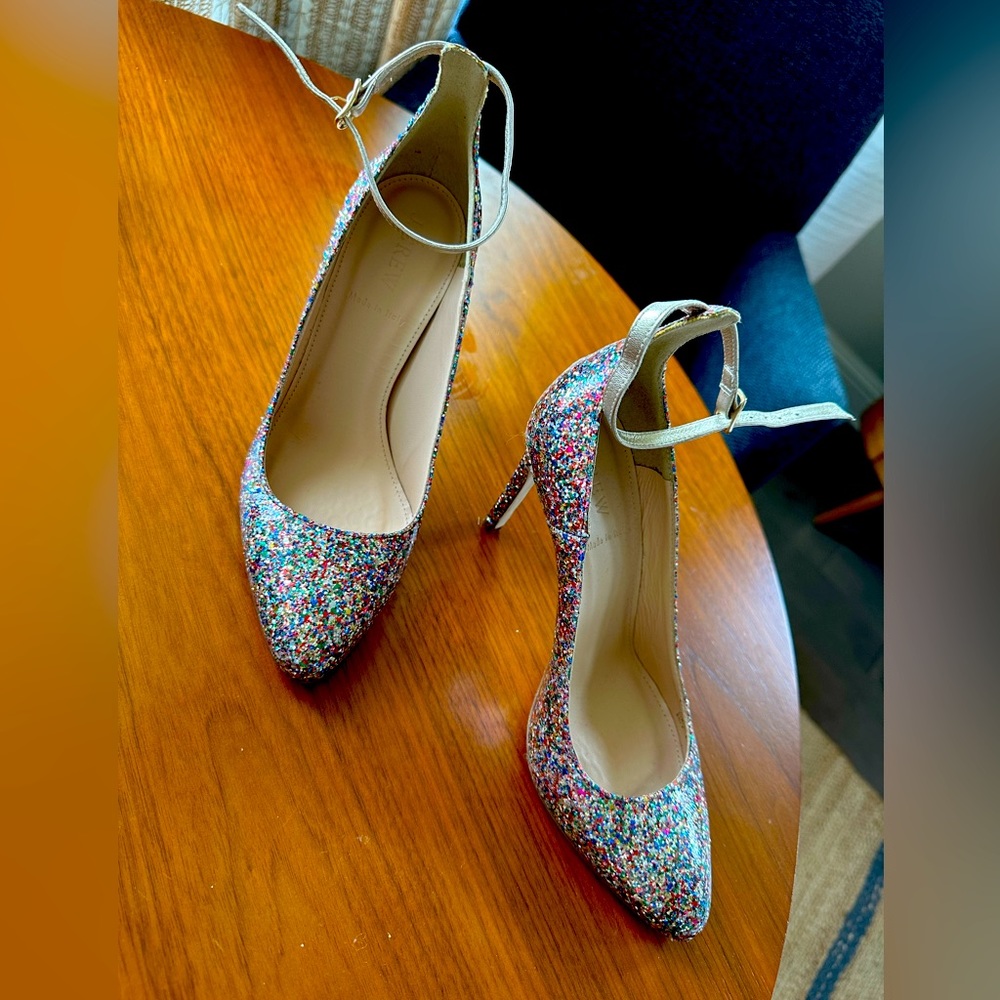 Coated Multicolored Glitter Heels by JCrew- 6.5